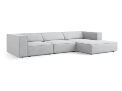 Cosmopolitan Design - Sofá de canto direito "Arendal" 4 lugares em tecido chenille com efeito canelado cinza claro - 284x166x70cm^ Sofá