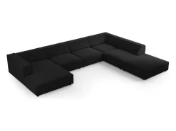 Sofá*Cosmopolitan Design - Sofá de canto direito panorâmico "Arendal" 7 lugares em veludo - 364x262x70cm Preto