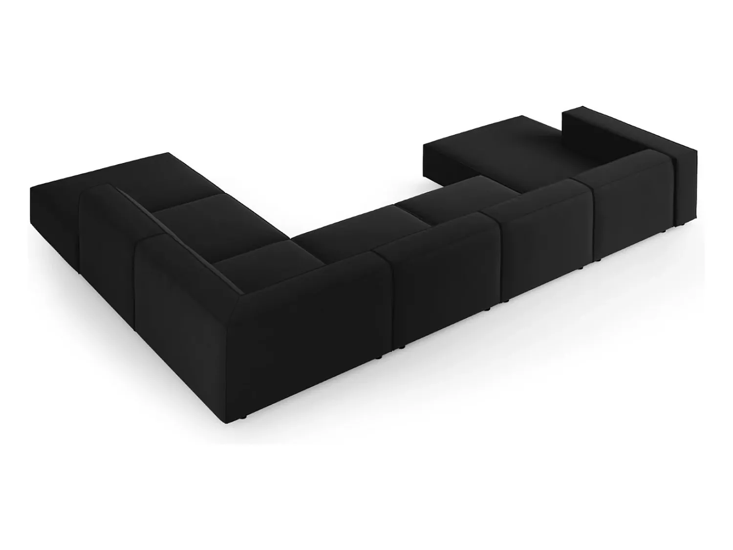 Sofá*Cosmopolitan Design - Sofá de canto direito panorâmico "Arendal" 7 lugares em veludo - 364x262x70cm Preto