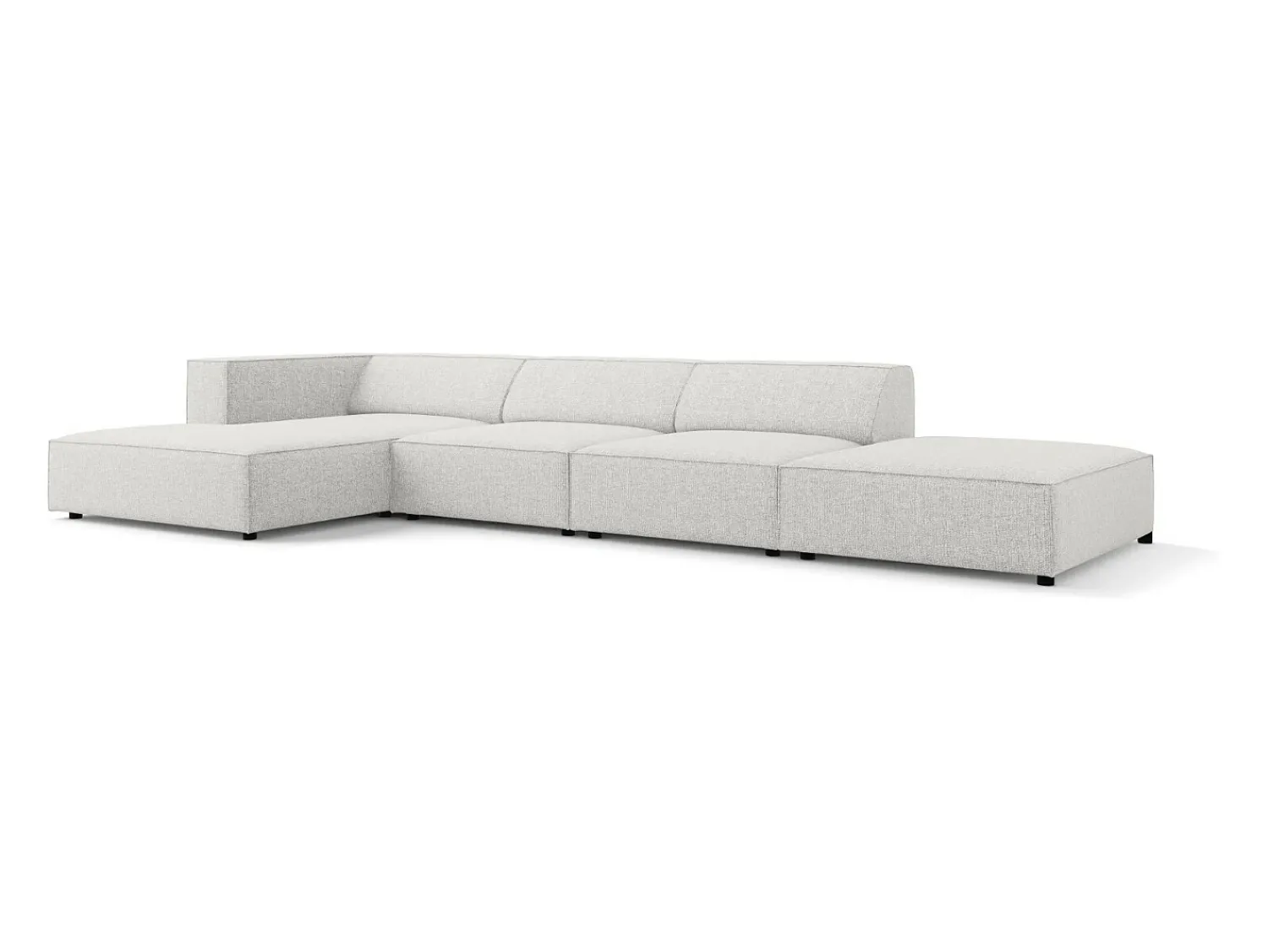Sofá*Cosmopolitan Design - Sofá de canto esquerdo "Arendal" 5 lugares em tecido chenille cinza claro - 341x166x70cm Cinzento claro