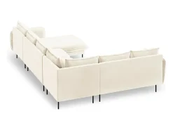 New Cosmopolitan Design - Sofá de canto panorâmico à esquerda "Vienna" 7 lugares em veludo claro - 330x235x95cm Bege