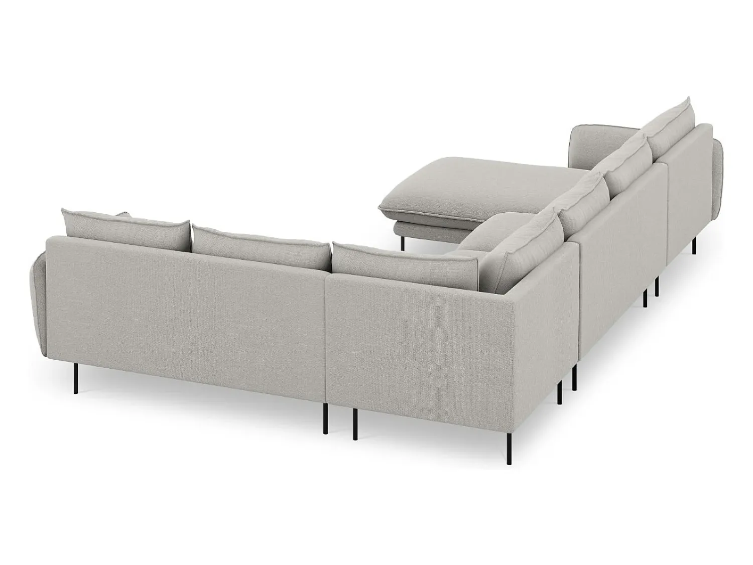 Cosmopolitan Design - Sofá de canto direito panorâmico "Vienna" 7 lugares em tecido estrutural cinza claro - 330x235x95cm^ Sofá