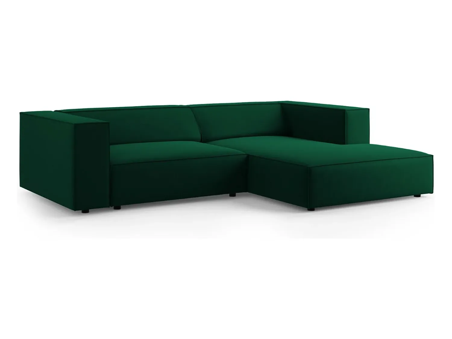 Sofá|Cosmopolitan Design - Sofá de canto direito "Arendal" 3 lugares em veludo verde garrafa - 224x166x70cm Verde pinho