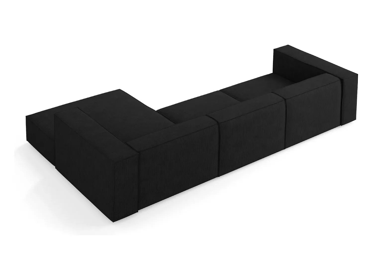 Clearance Cosmopolitan Design - Sofá de canto direito "Arendal" 4 lugares em tecido chenille com efeito canelado - 284x166x70cm Preto