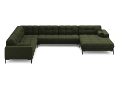 Sofá|Cosmopolitan Design - Sofá de canto panorâmico à esquerda "Bali" 7 lugares em tecido estrutural - 327x256x75cm Verde