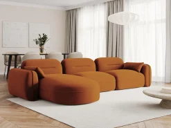 Sofá|Cosmopolitan Design - Sofá modular de canto esquerdo "Sydney" 4 lugares em veludo - 320x165x70cm Terracota