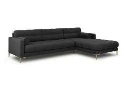 Cosmopolitan Design - Sofá de canto direito "Bali" 5 lugares em tecido estrutural cinza escuro - 293x185x75cm^ Sofá