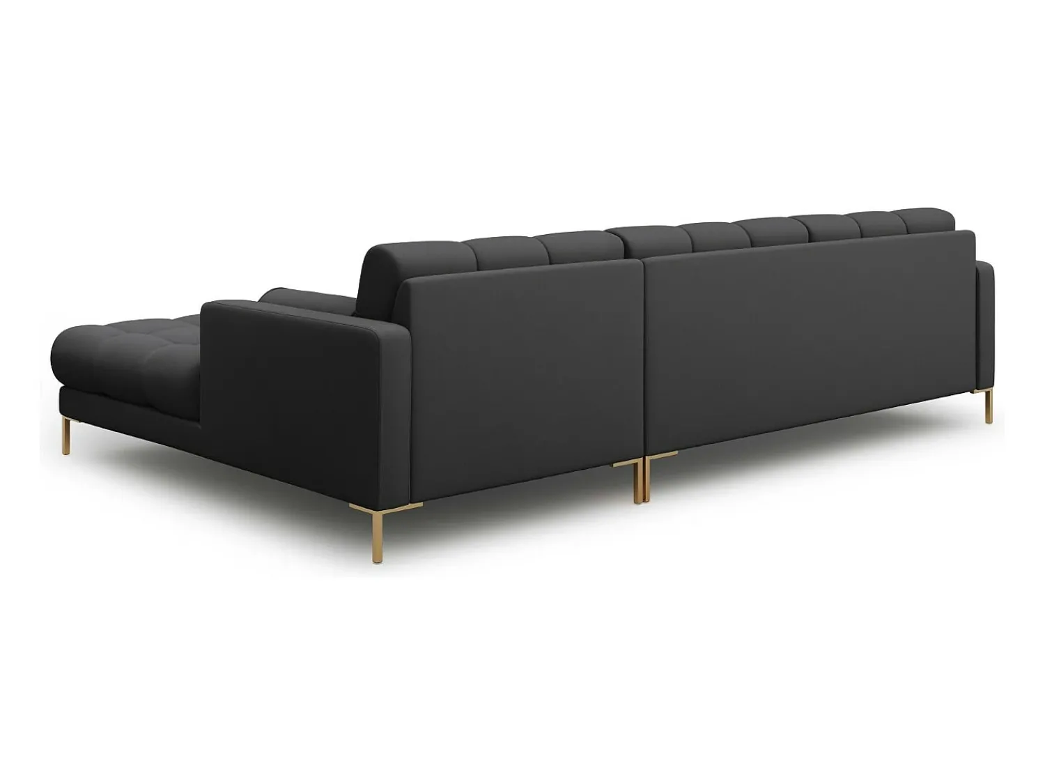 Cosmopolitan Design - Sofá de canto direito "Bali" 5 lugares em tecido estrutural cinza escuro - 293x185x75cm^ Sofá