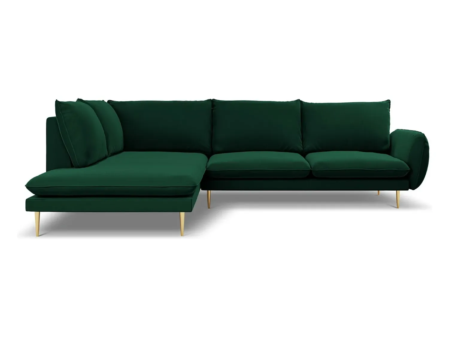 Best Cosmopolitan Design - Sofá de canto esquerdo "Vienna" 6 lugares em veludo verde garrafa - 275x185x95cm Verde pinho