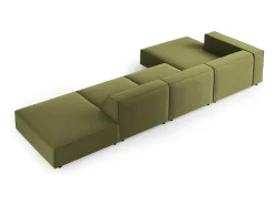 Sofá|Cosmopolitan Design - Sofá de canto esquerdo "Arendal" 5 lugares em veludo - 341x166x70cm Verde claro