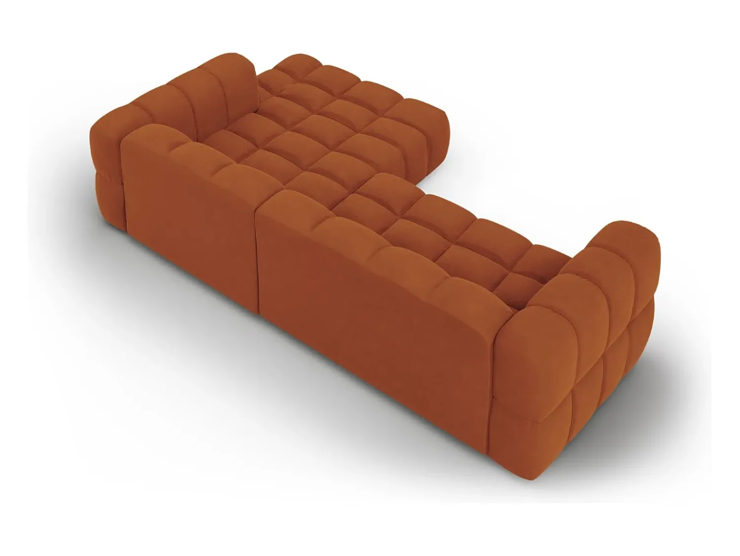 Online Cosmopolitan Design - Sofá modular de canto direito "Sky" 4 lugares em veludo - 272x162x75cm Terracota