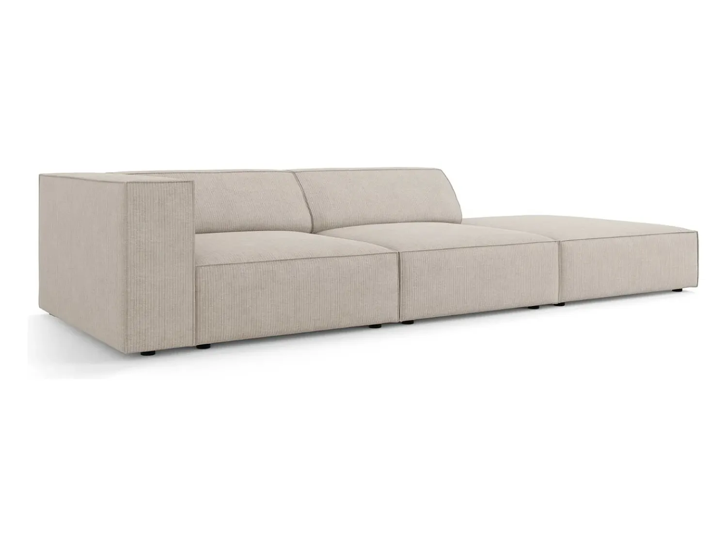 Sofá|Cosmopolitan Design - Sofá direito "Arendal" 4 lugares em tecido chenille com efeito canelado escuro - 262x102x70cm Bege