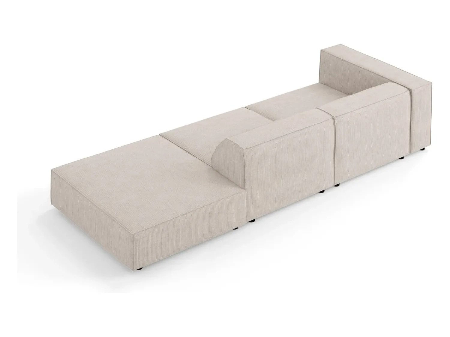 Sofá|Cosmopolitan Design - Sofá direito "Arendal" 4 lugares em tecido chenille com efeito canelado escuro - 262x102x70cm Bege