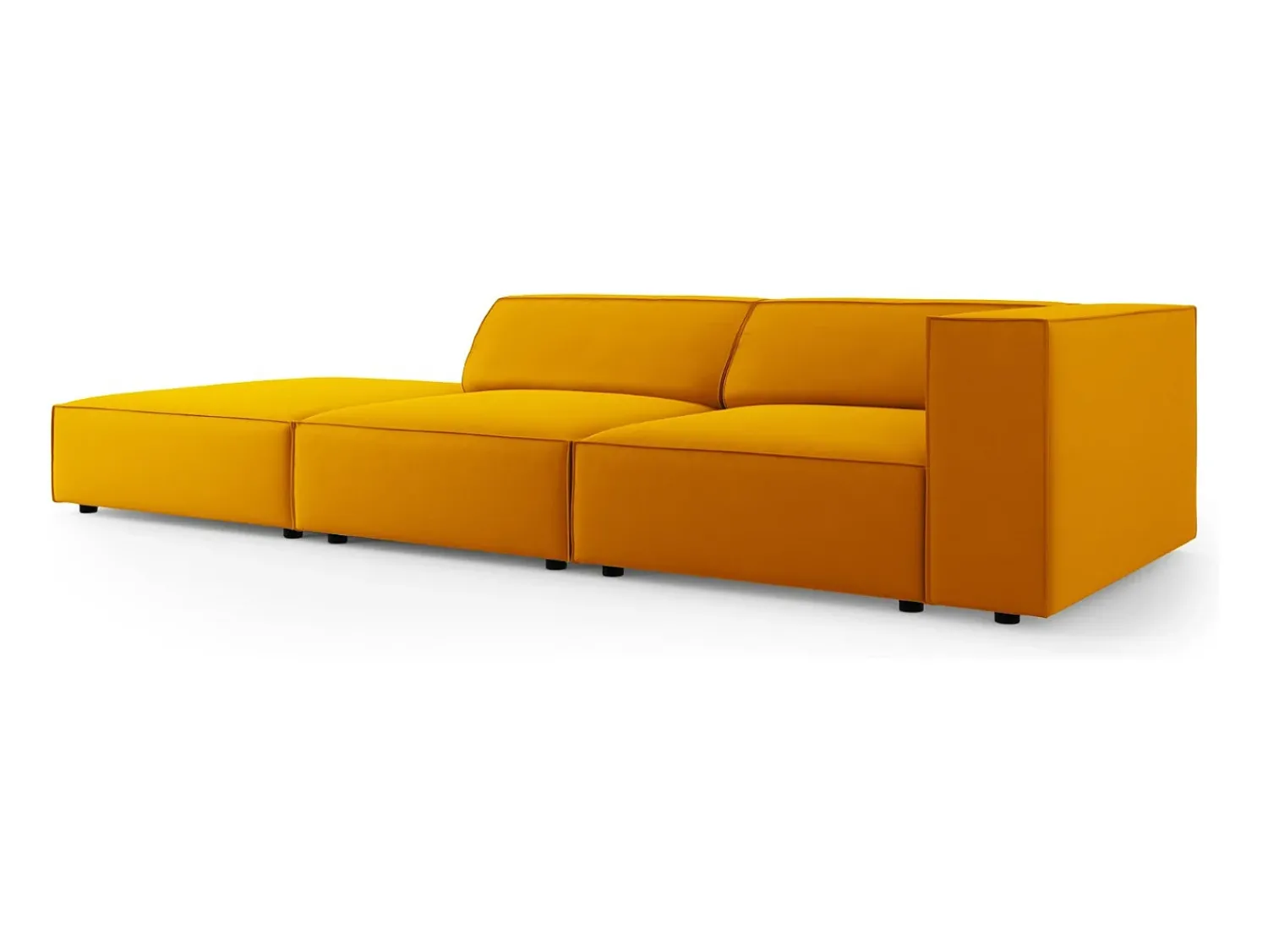 Sofá|Cosmopolitan Design - Sofá esquerdo "Arendal" 4 lugares em veludo - 262x102x70cm Amarelo