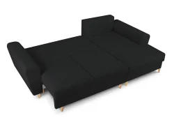 Sofá|Cosmopolitan Design - Sofá convertível de canto direito com caixa de arrumação "Kyoto" 4 lugares em tecido bouclé - 241x145x88cm Preto