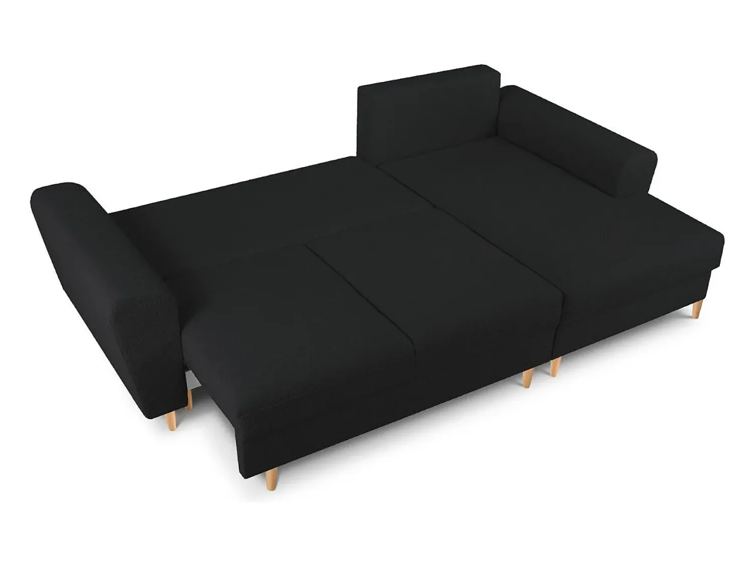 Sofá|Cosmopolitan Design - Sofá convertível de canto direito com caixa de arrumação "Kyoto" 4 lugares em tecido bouclé - 241x145x88cm Preto