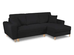 Sofá|Cosmopolitan Design - Sofá convertível de canto direito com caixa de arrumação "Kyoto" 4 lugares em tecido bouclé - 241x145x88cm Preto