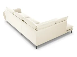 Sofá*Cosmopolitan Design - Sofá de canto esquerdo "Vienna" 6 lugares em veludo claro - 275x185x95cm Bege