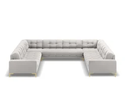 Sofá|Cosmopolitan Design - Sofá panorâmico "Bali" 9 lugares em veludo prata - 327x256x75cm Prateado