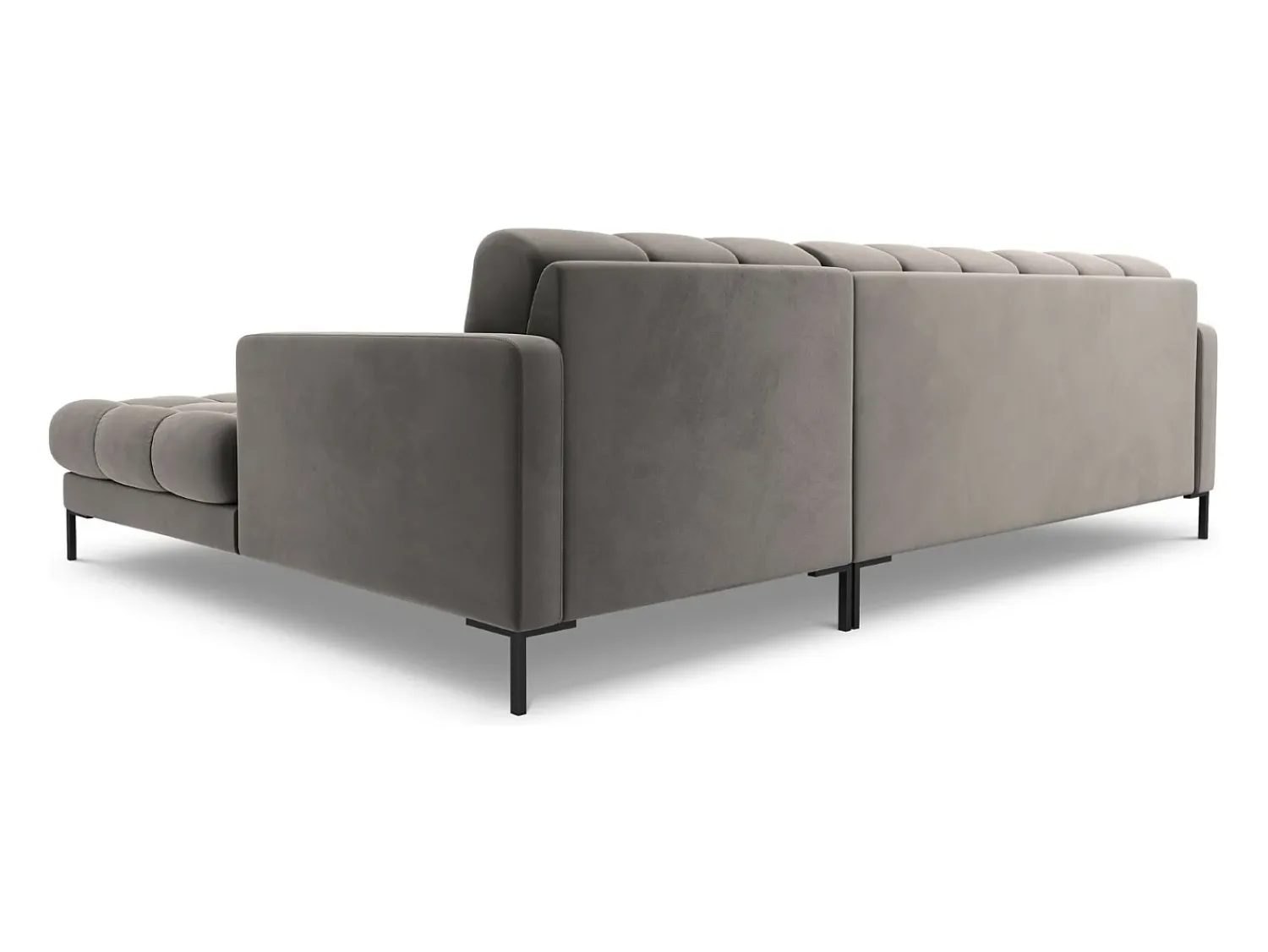 Sofá|Cosmopolitan Design - Sofá de canto direito "Bali" 5 lugares em veludo cinza claro - 293x185x75cm Cinzento claro