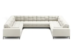 Clearance Cosmopolitan Design - Sofá panorâmico "Bali" 9 lugares em tecido estrutural claro - 327x256x75cm Bege