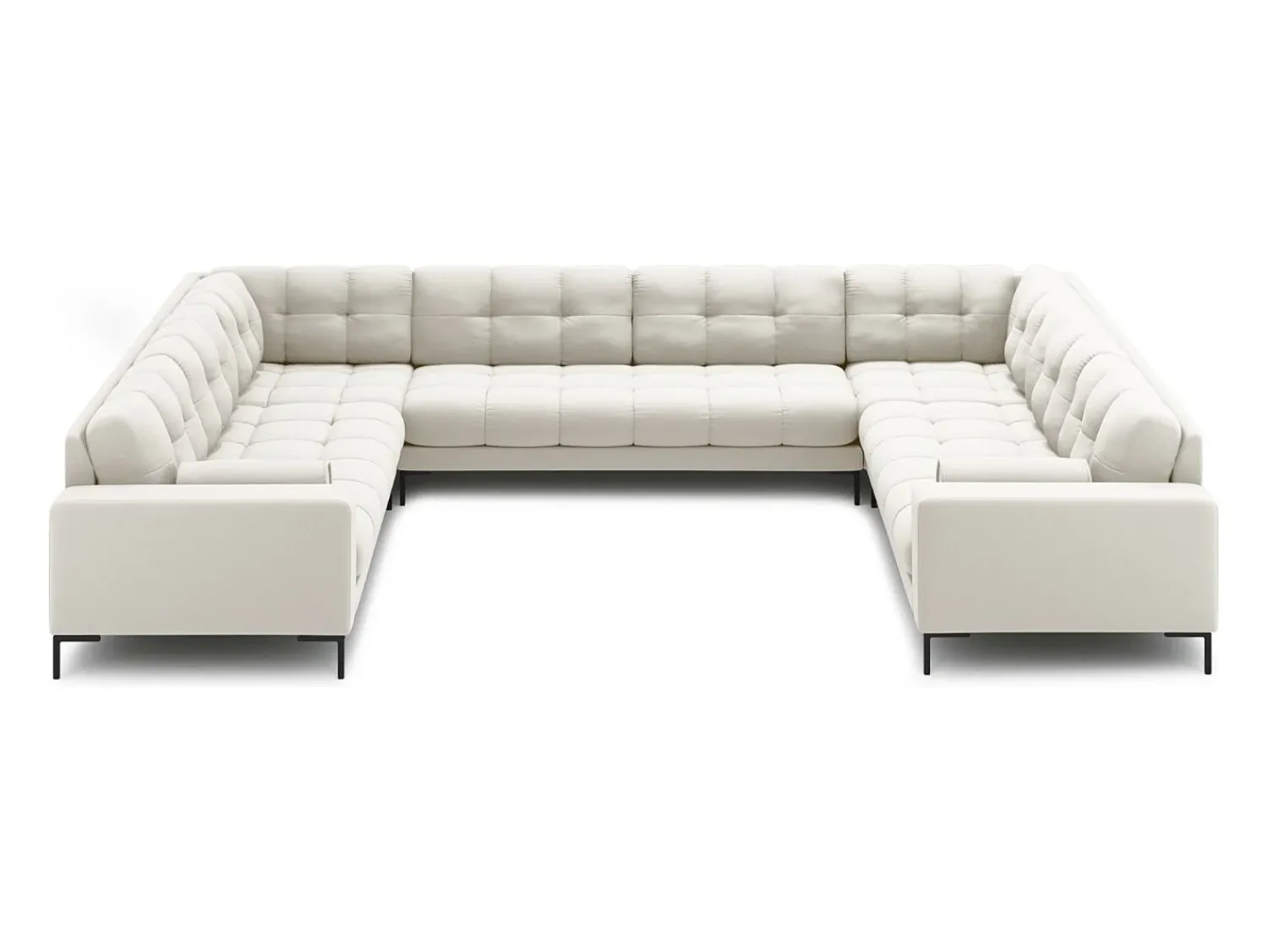 Clearance Cosmopolitan Design - Sofá panorâmico "Bali" 9 lugares em tecido estrutural claro - 327x256x75cm Bege