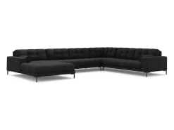 Cosmopolitan Design - Sofá de canto direito panorâmico "Bali" 7 lugares em tecido estrutural cinza escuro - 327x256x75cm^ Sofá