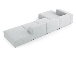 Clearance Cosmopolitan Design - Sofá de canto esquerdo "Arendal" 5 lugares em tecido chenille com efeito canelado cinza claro - 341x166x70cm Cinzento claro