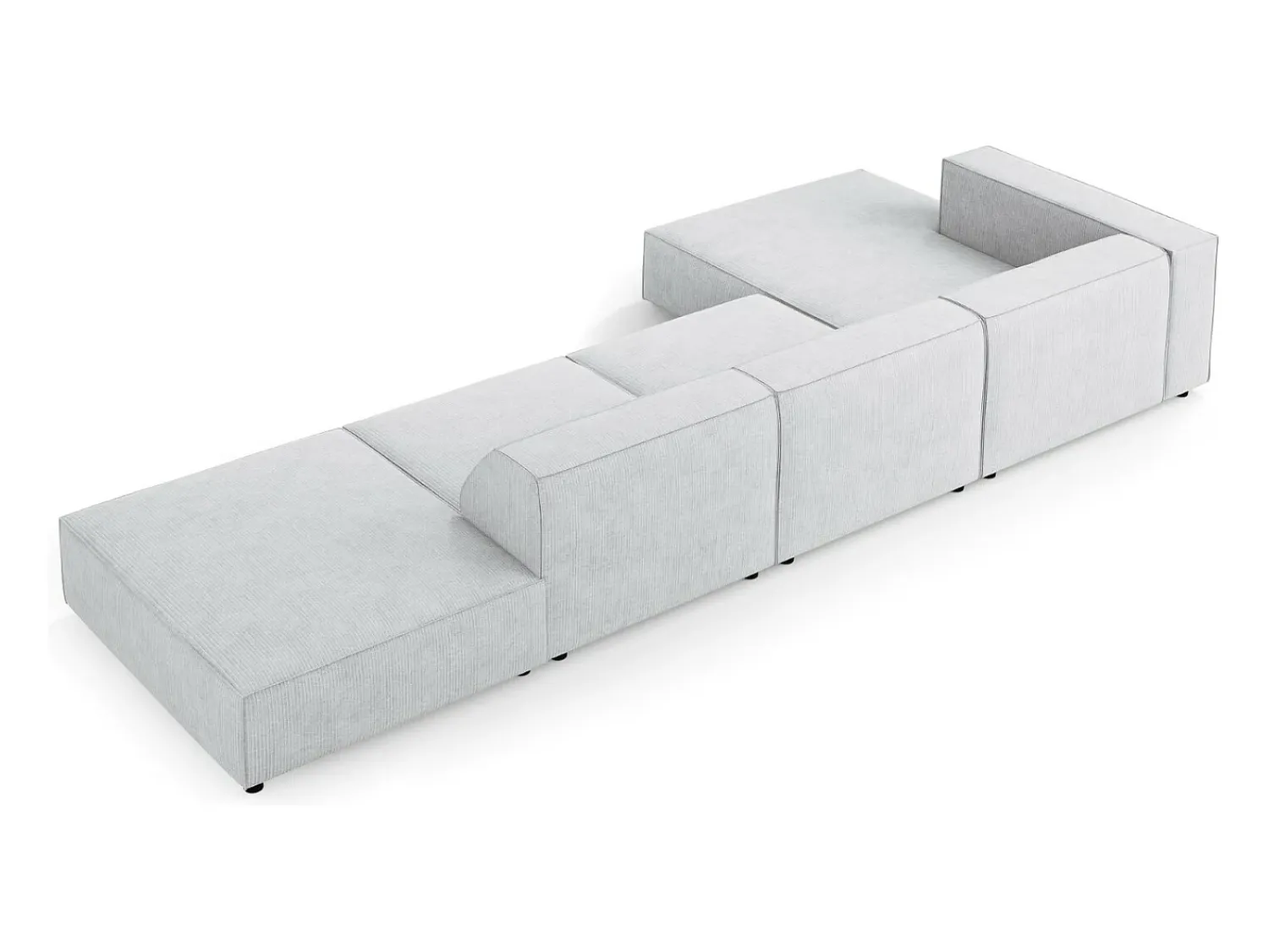 Clearance Cosmopolitan Design - Sofá de canto esquerdo "Arendal" 5 lugares em tecido chenille com efeito canelado cinza claro - 341x166x70cm Cinzento claro