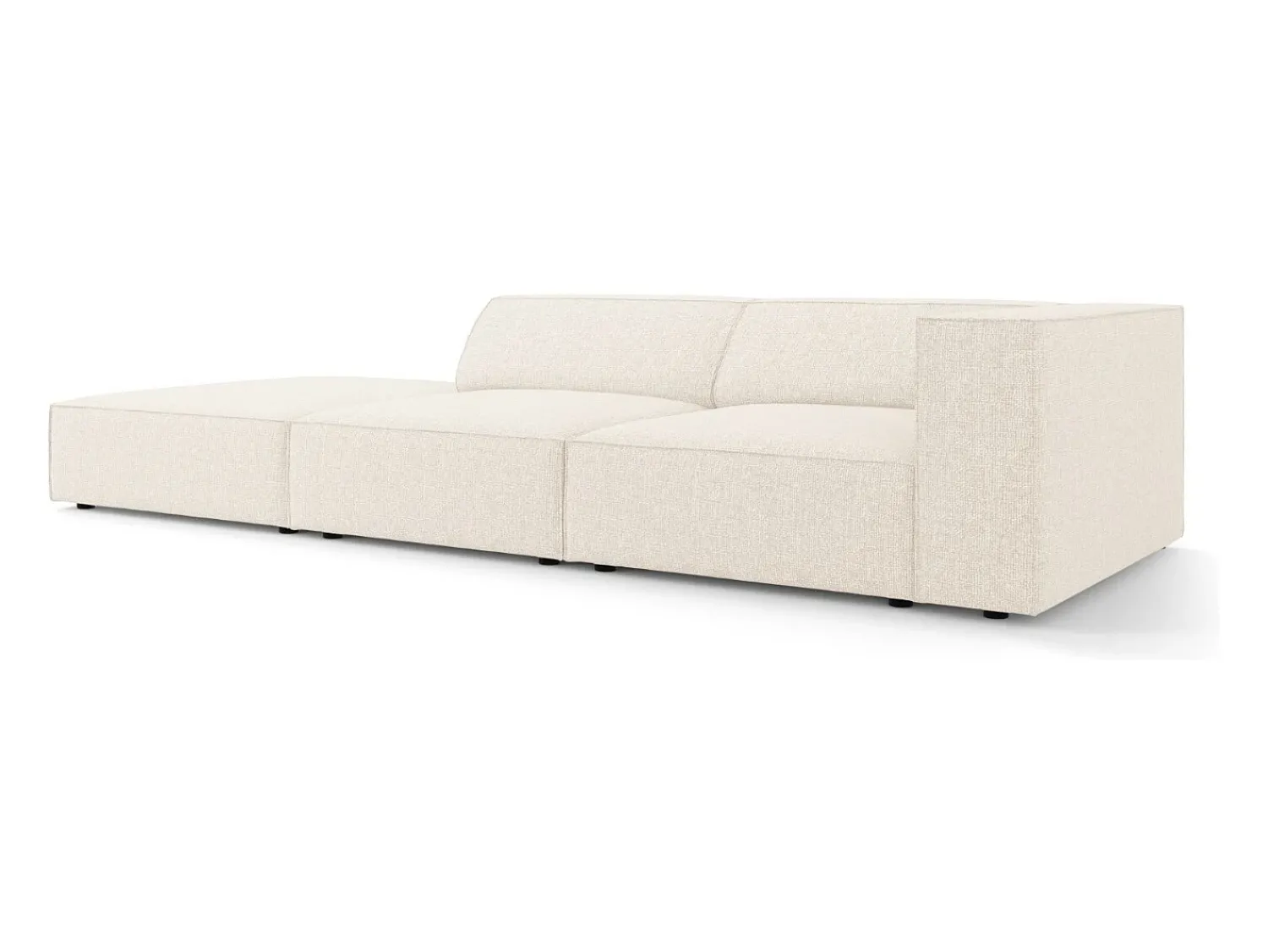 Sofá*Cosmopolitan Design - Sofá esquerdo "Arendal" 4 lugares em tecido chenille claro - 262x102x70cm Bege