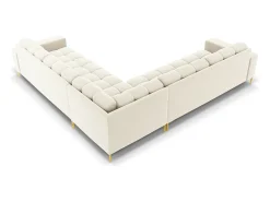 Sofá|Cosmopolitan Design - Sofá de canto simétrico "Bali" 6 lugares em veludo claro - 256x256x75cm Bege