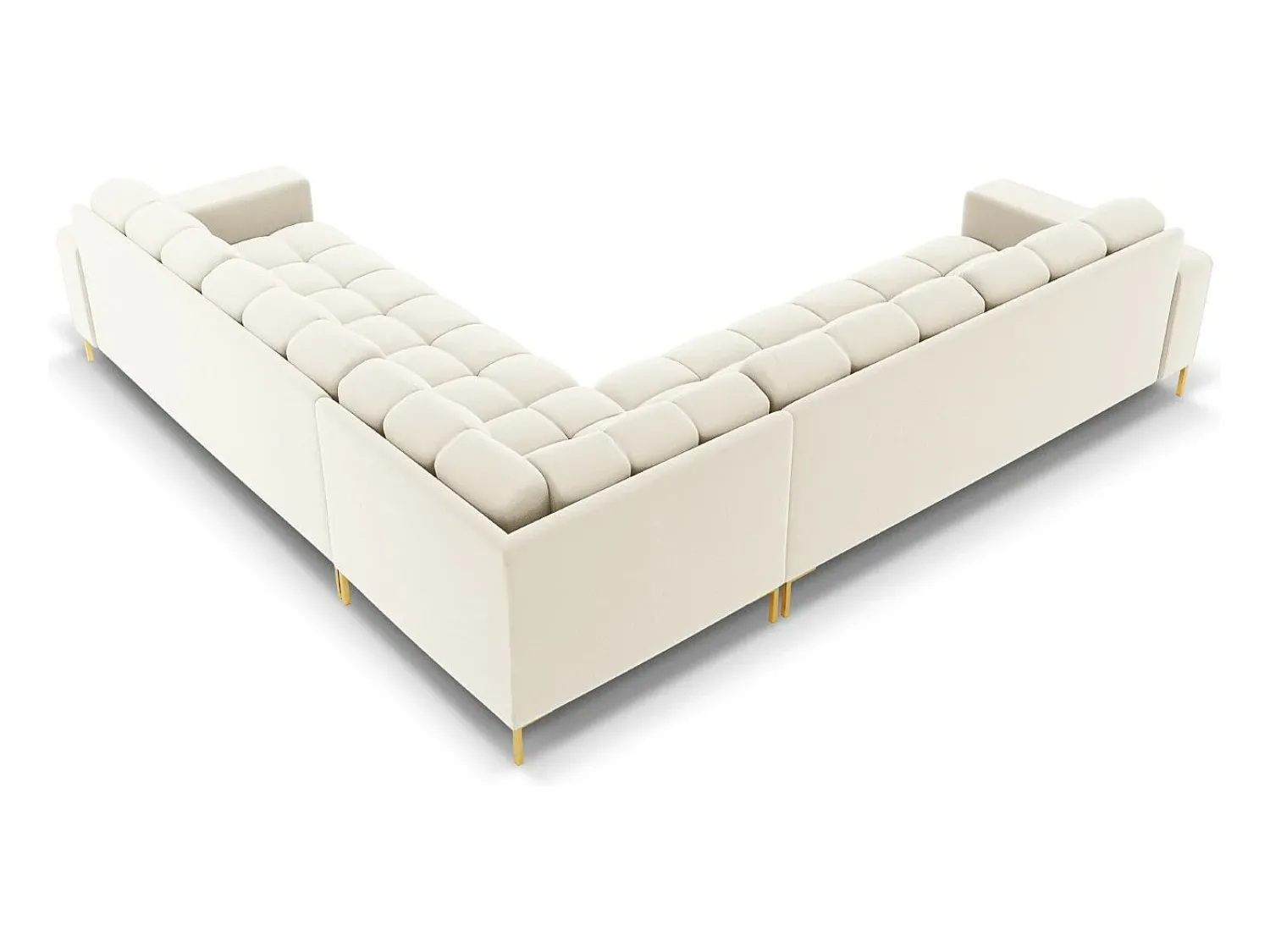 Sofá|Cosmopolitan Design - Sofá de canto simétrico "Bali" 6 lugares em veludo claro - 256x256x75cm Bege