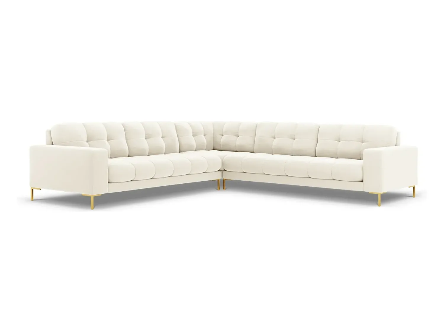 Sofá|Cosmopolitan Design - Sofá de canto simétrico "Bali" 6 lugares em veludo claro - 256x256x75cm Bege