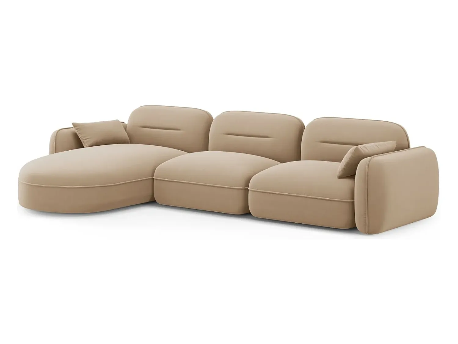 Sofá*Cosmopolitan Design - Sofá modular de canto esquerdo "Sydney" 4 lugares em veludo areia - 320x165x70cm Camel
