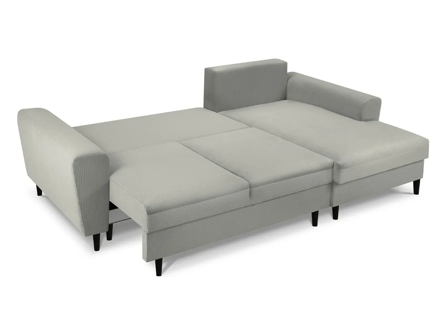 Sofá*Cosmopolitan Design - Sofá convertível de canto direito com caixa de arrumação "Kyoto" 4 lugares em veludo cotelê cinza claro - 241x145x88cm Cinzento claro