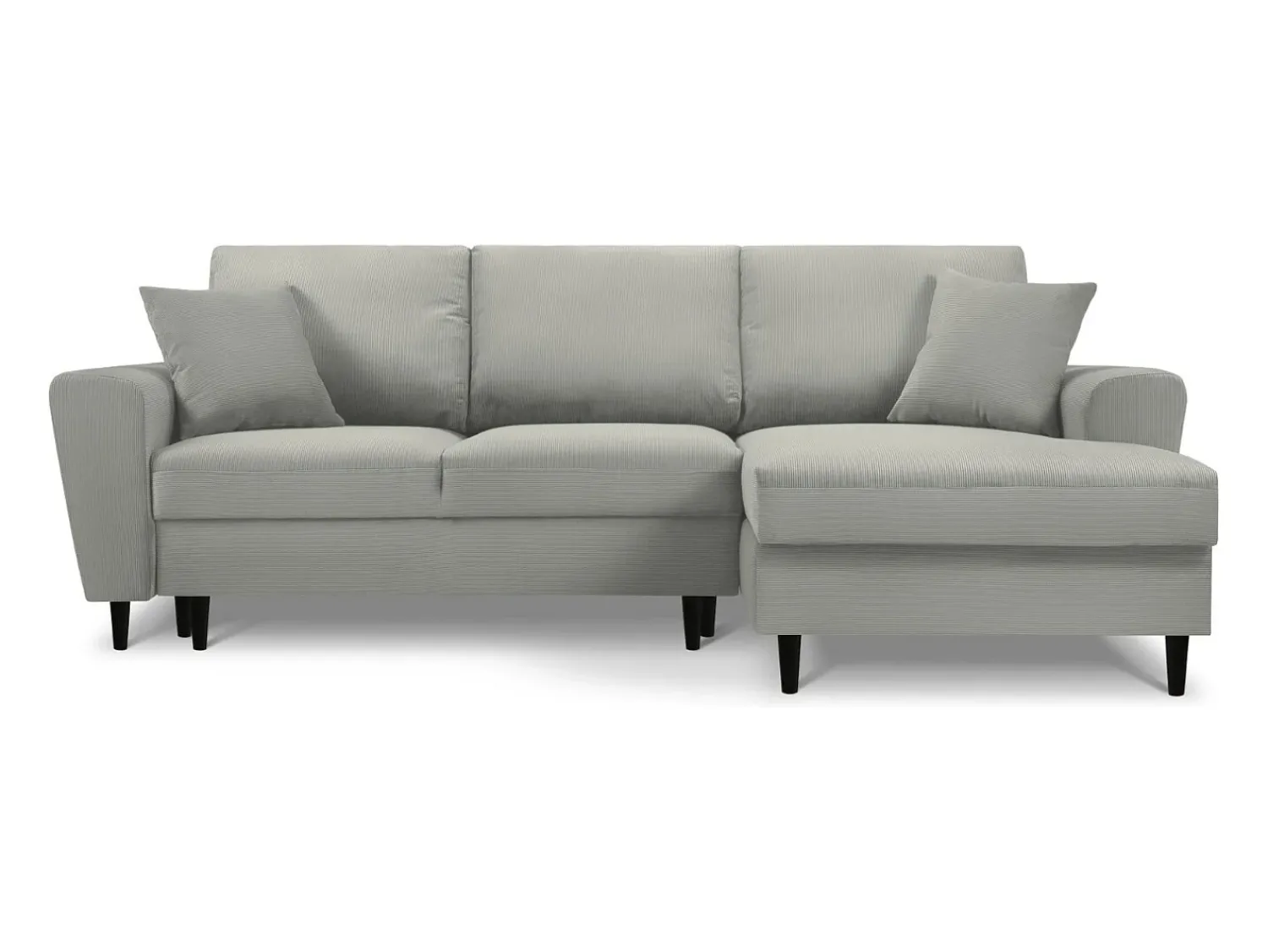 Sofá*Cosmopolitan Design - Sofá convertível de canto direito com caixa de arrumação "Kyoto" 4 lugares em veludo cotelê cinza claro - 241x145x88cm Cinzento claro
