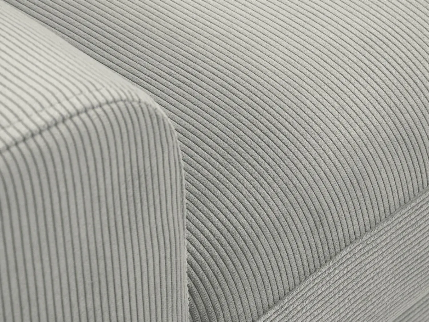 Sofá*Cosmopolitan Design - Sofá convertível de canto direito com caixa de arrumação "Kyoto" 4 lugares em veludo cotelê cinza claro - 241x145x88cm Cinzento claro