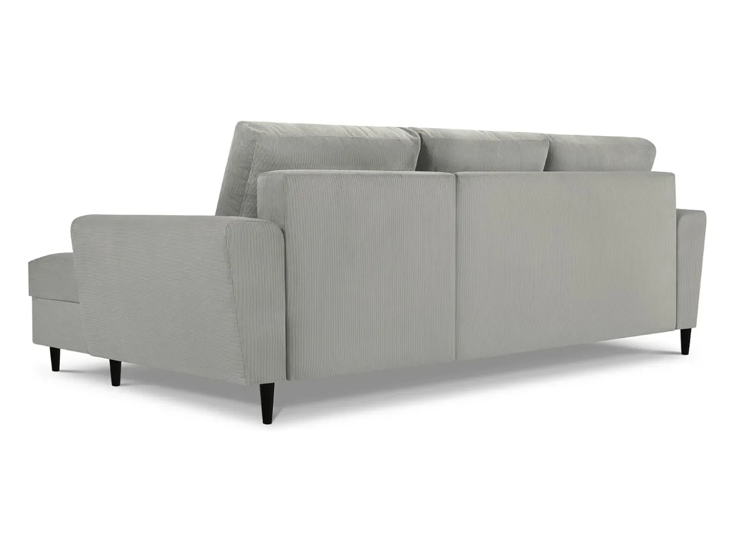 Sofá*Cosmopolitan Design - Sofá convertível de canto direito com caixa de arrumação "Kyoto" 4 lugares em veludo cotelê cinza claro - 241x145x88cm Cinzento claro