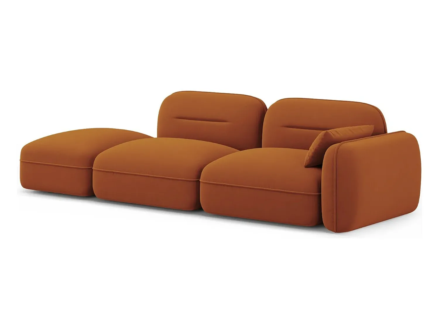 Sofá|Cosmopolitan Design - Sofá modular virado para a esquerda "Sydney" 3 lugares em veludo - 295x90x70cm Terracota