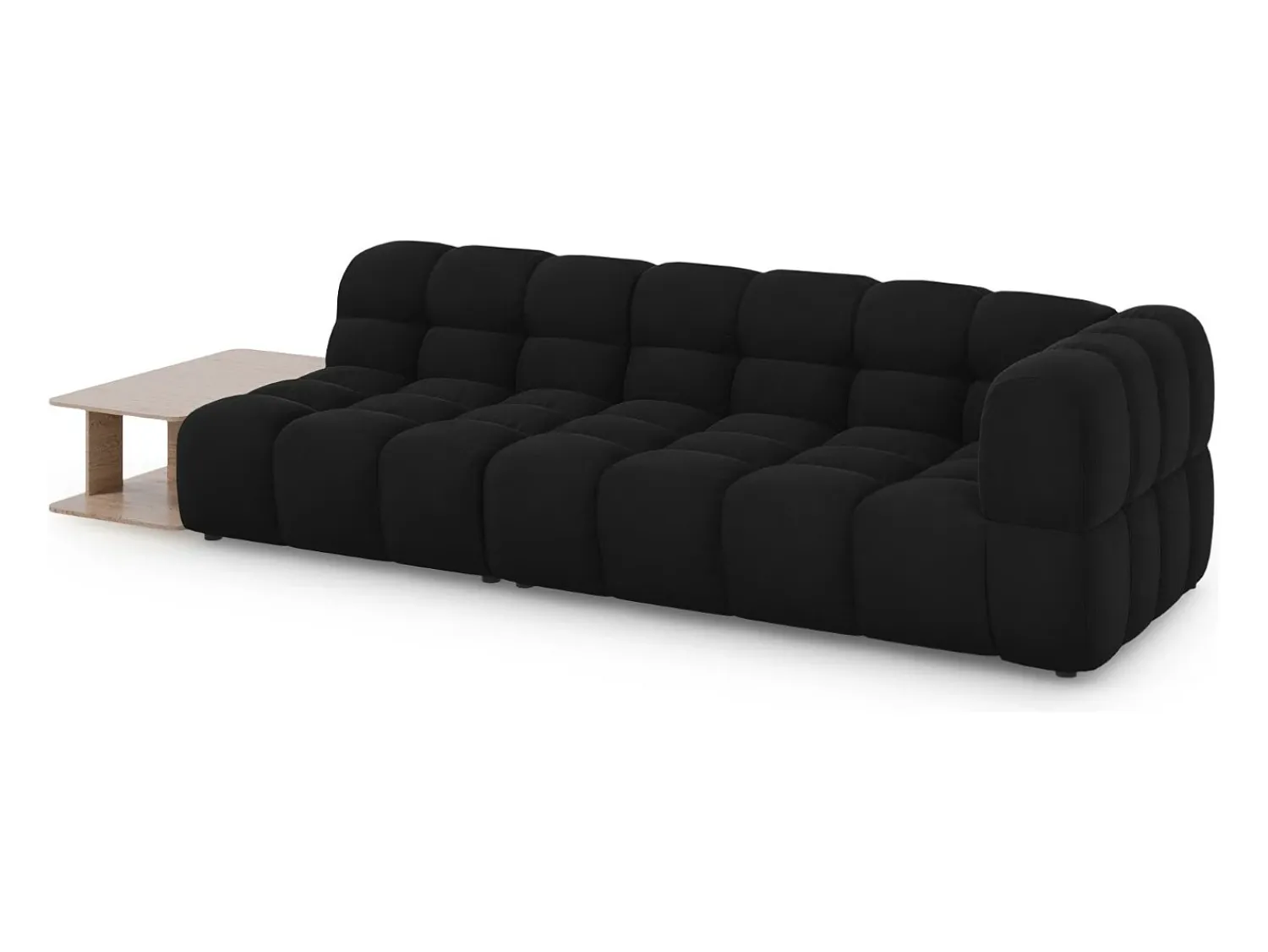 Discount Cosmopolitan Design - Sofá modular virado para a esquerda "Sky" 4 lugares em veludo - 297x102x75cm Preto