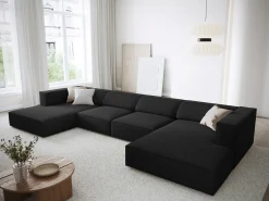 Cosmopolitan Design - Sofá panorâmico "Arendal" 6 lugares em tecido chenille - 364x166x70cm^ Sofá