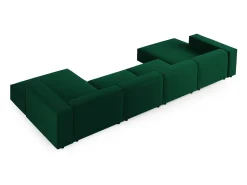 Sofá|Cosmopolitan Design - Sofá panorâmico "Arendal" 6 lugares em veludo verde garrafa - 364x166x70cm Verde pinho