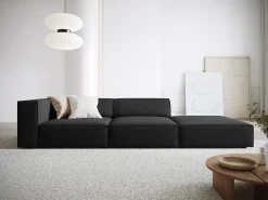 Sofá*Cosmopolitan Design - Sofá direito "Arendal" 4 lugares em tecido chenille - 262x102x70cm Preto