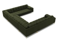 New Cosmopolitan Design - Sofá panorâmico "Bali" 9 lugares em tecido estrutural - 327x256x75cm Verde