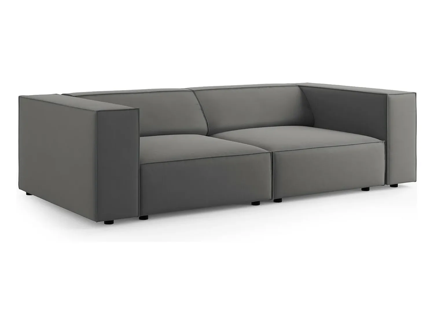 Sofá|Cosmopolitan Design - Sofá "Arendal" 3 lugares em veludo cimento - 204x102x70cm Cinzento
