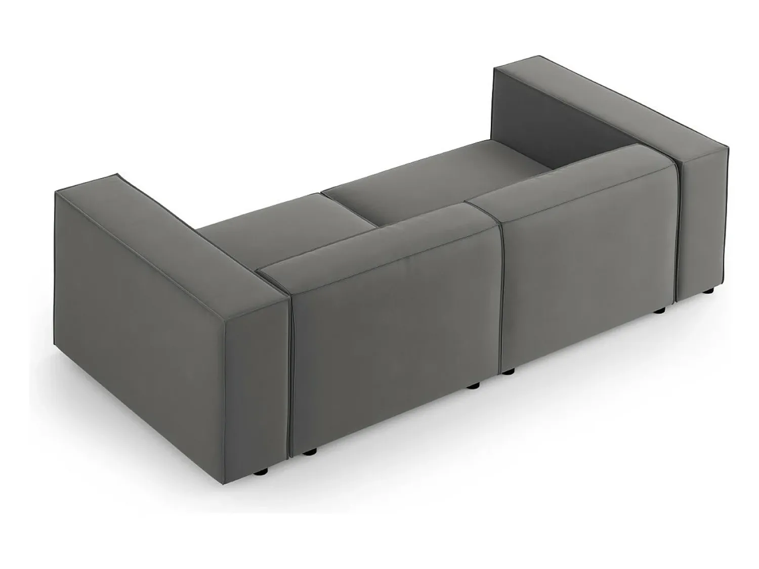 Sofá|Cosmopolitan Design - Sofá "Arendal" 3 lugares em veludo cimento - 204x102x70cm Cinzento