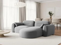 Sofá*Cosmopolitan Design - Sofá modular de canto direito "Sydney" 3 lugares em veludo cinza claro - 230x165x70cm Cinzento claro