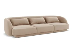 Sofá|Cosmopolitan Design - Sofá "Tulum" 3 lugares em veludo - 255x90x70cm Bege