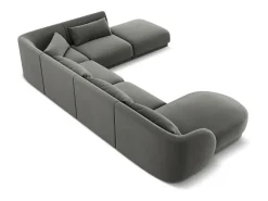 Sofá*Cosmopolitan Design - Sofá de canto direito panorâmico "Tulum" 6 lugares em veludo cinza claro - 330x255x70cm Cinzento claro