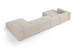 Clearance Cosmopolitan Design - Sofá panorâmico "Arendal" 6 lugares em tecido chenille com efeito canelado escuro - 364x166x70cm Bege